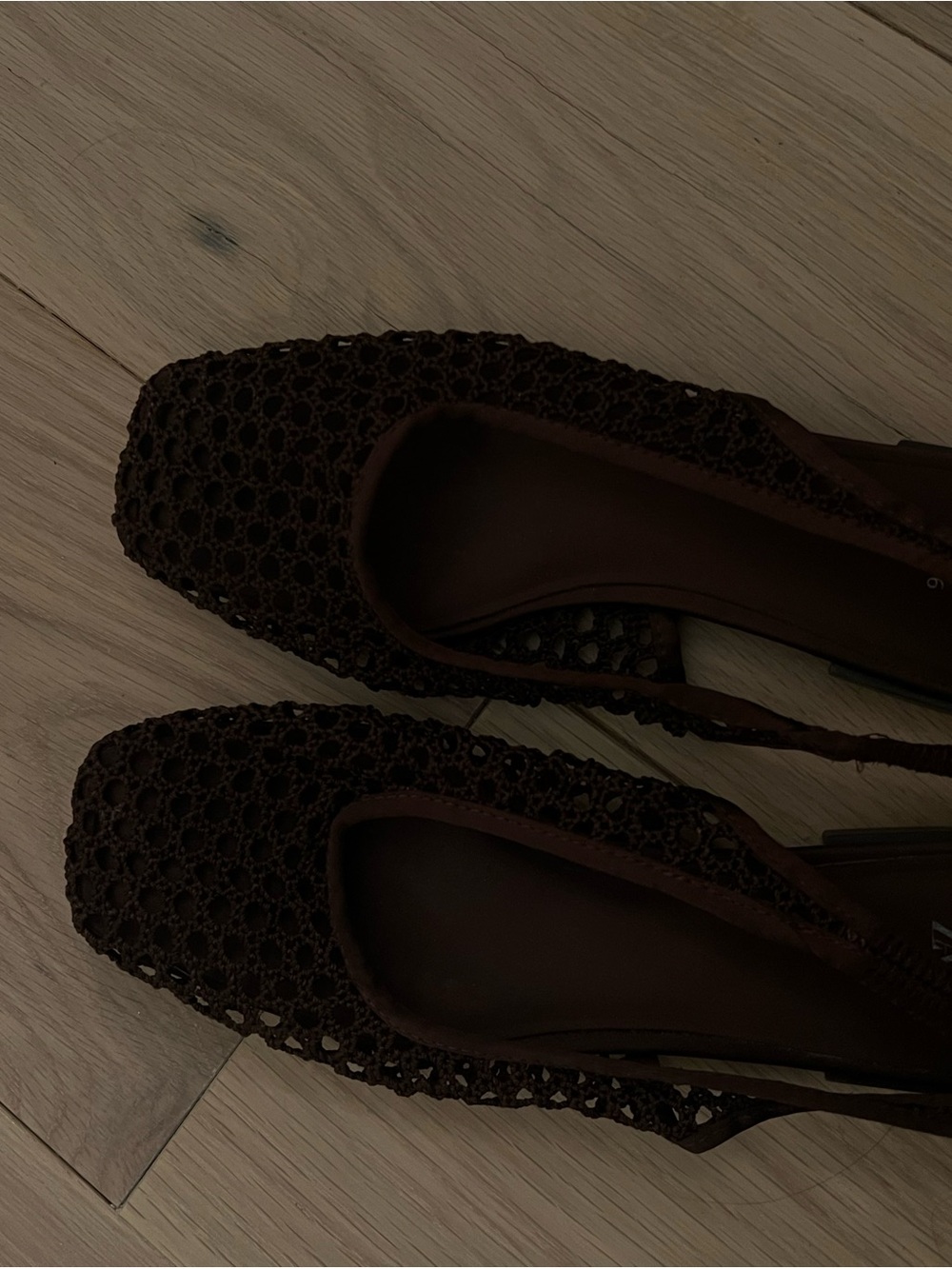 Zara Dark Brown Woven Slingback Flats